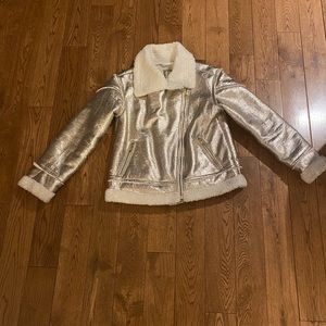 Metallic gold Sherpa lined Gap jacket